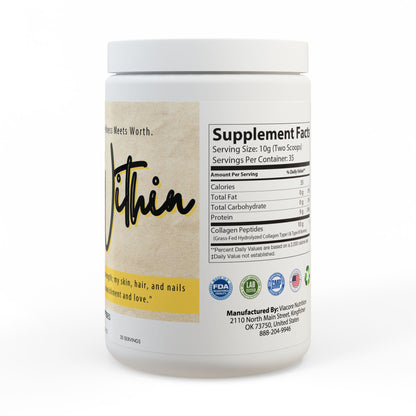 Glow Within Collagen Peptides Type I & III Supplement (350g, 12.3oz)