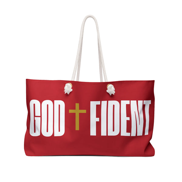 GODFIDENT Weekender Tote Bag — Built to Breathe On the Go (DARK RED)