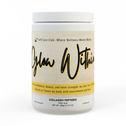Glow Within Collagen Peptides Type I & III Supplement (350g, 12.3oz)