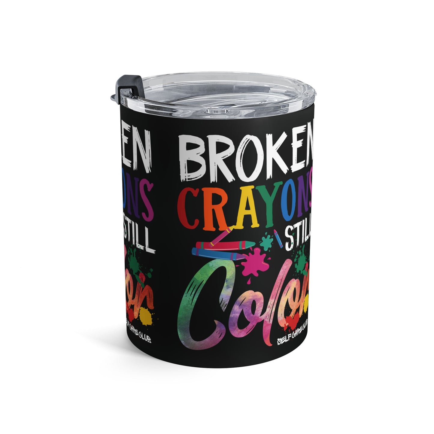 Vaso BCSC de 10 oz con crayones rotos y colores vivos