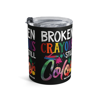 Vaso BCSC de 10 oz con crayones rotos y colores vivos