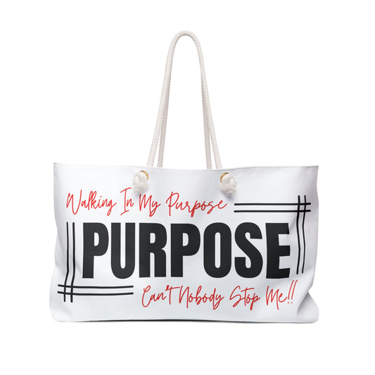 Walking In My Purpose Weekender Tote Bag (White)